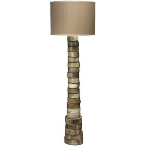 Stacked Horn 60 inch 150 watt Brown and Grey with Cream Floor Lamp Portable Light