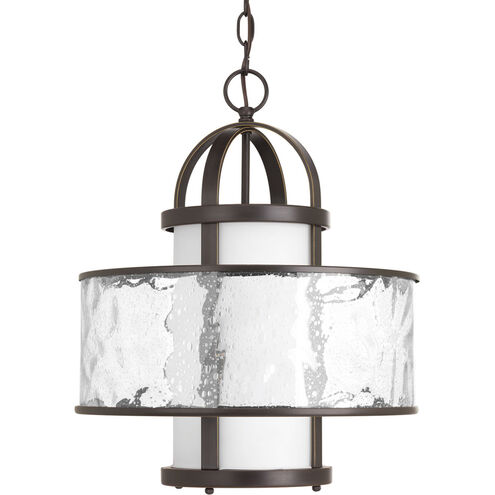 Bay Court 1 Light 15 inch Antique Bronze Pendant Ceiling Light, Distressed Clear Glass