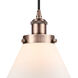 Ballston X-Large Cone 1 Light 8 inch Antique Copper Mini Pendant Ceiling Light in Matte White Glass