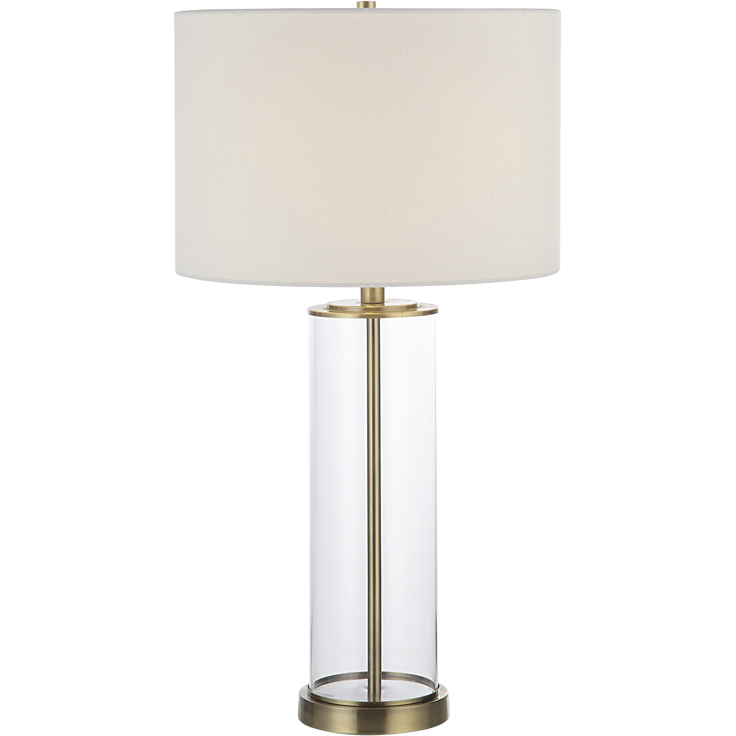 Saco 27.75 inch 100.00 watt Satin Brass and Clear Table Lamps Portable Light, Set of 2