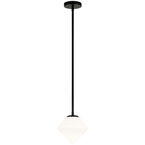 Novo 1 Light 7.88 inch Black Chandelier Ceiling Light in Black and Opal Glass