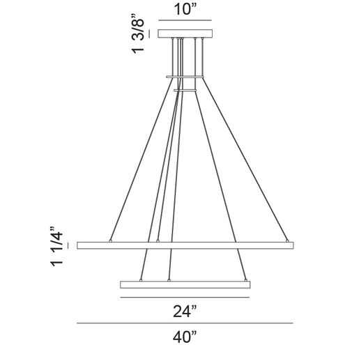 O'hara LED 40 inch Brushed Gold Chandelier Ceiling Light