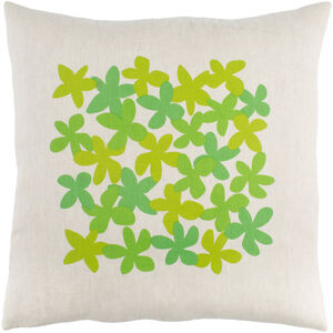Little Flower 18 X 18 inch Grass Green and Lime Throw Pillow