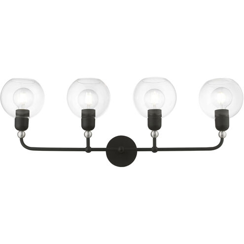 Downtown 4 Light 36 inch Black with Brushed Nickel Accents Vanity Sconce Wall Light, Large, Sphere