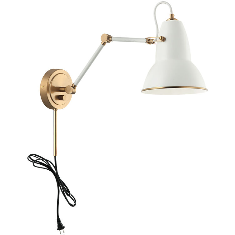 Buzz Wall Sconce Wall Light in Aged Gold Brass and White