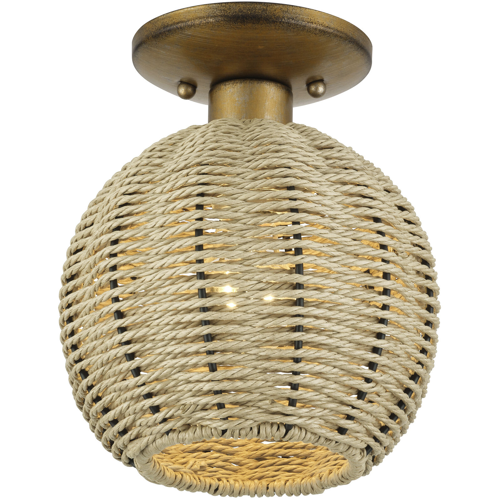 Summervine 1 Light 8 inch Antique Gold Leaf Semi Flush Mount Ceiling Light, Small