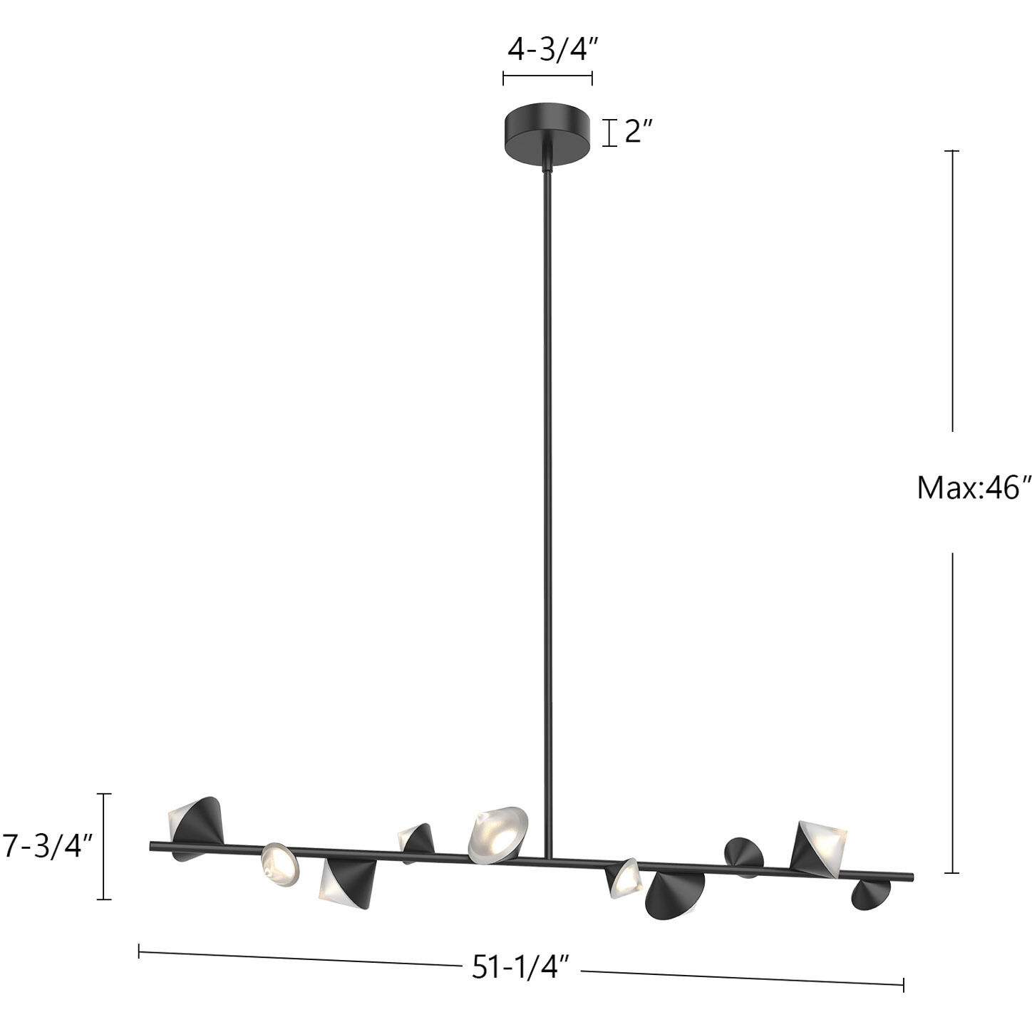 Geode LED 51.25 inch Black Linear Pendant Ceiling Light