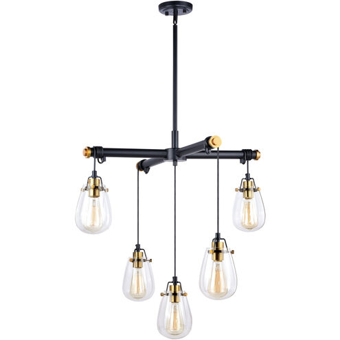 Kassidy 5 Light 27 inch Black and Natural Brass Chandelier Ceiling Light