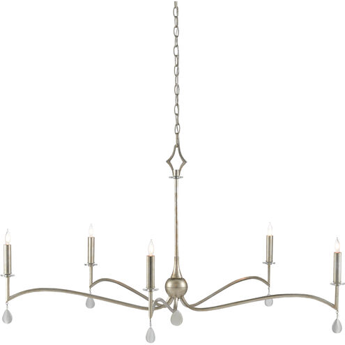 Serilana 5 Light 47 inch Antique Silver Leaf/Natural Chandelier Ceiling Light