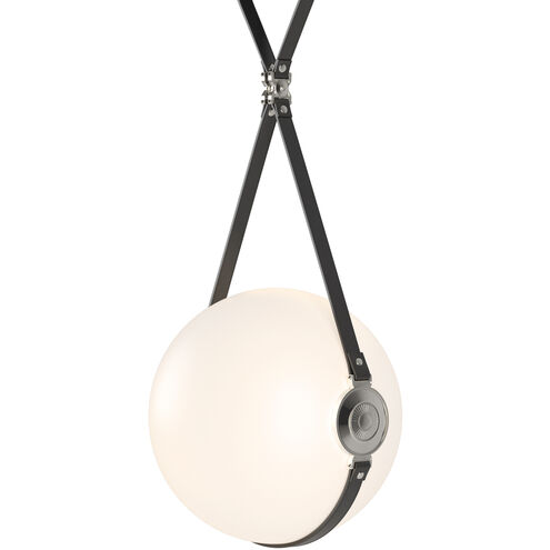 Derby LED 14.9 inch Black and Polished Nickel Pendant Ceiling Light in Leather Black/Non-Branded Plate, Black/Polished Nickel, Large