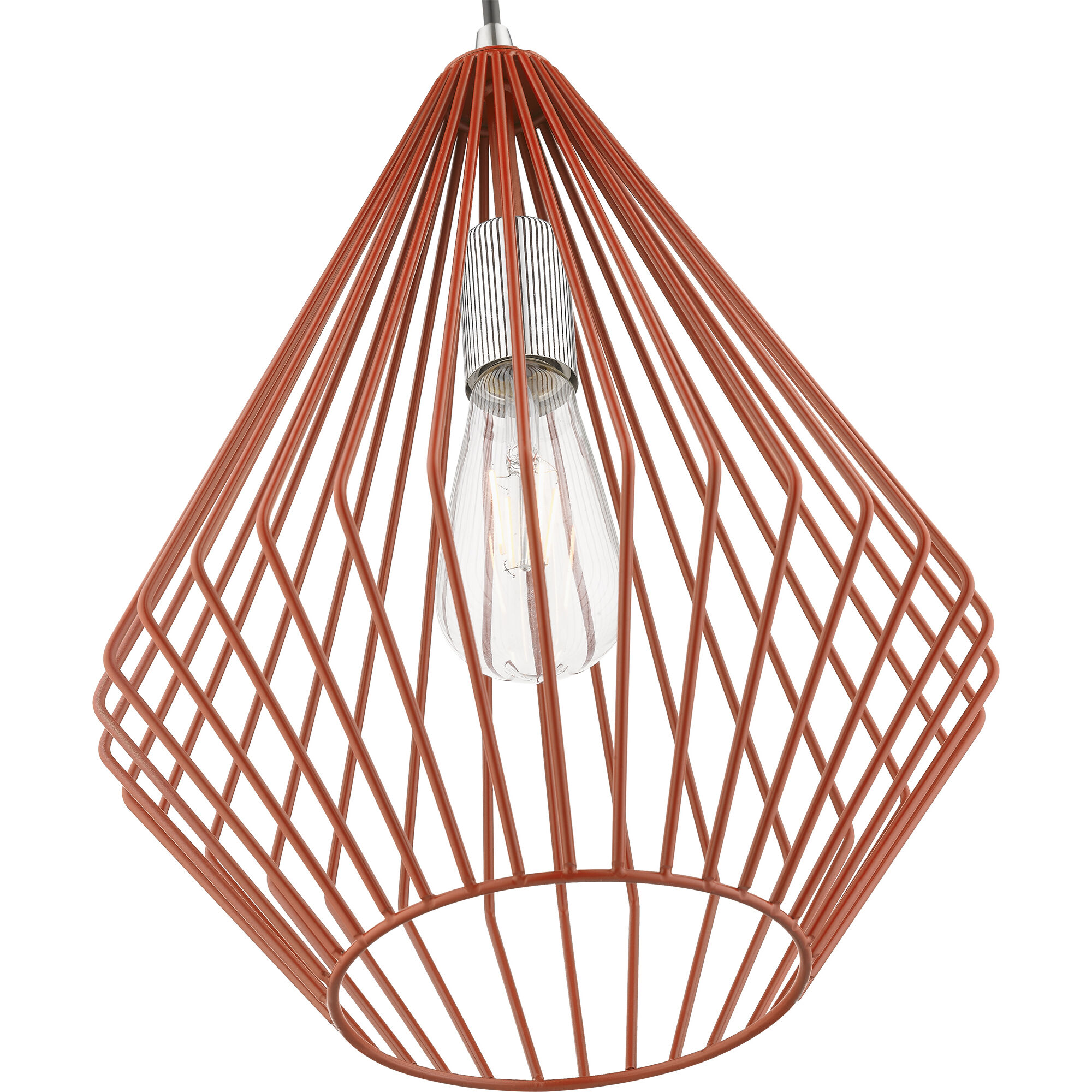 Linz 1 Light 12 inch Shiny Red with Polished Chrome Accents Pendant Ceiling Light