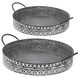 Round Gray and White Tray, Set of 2