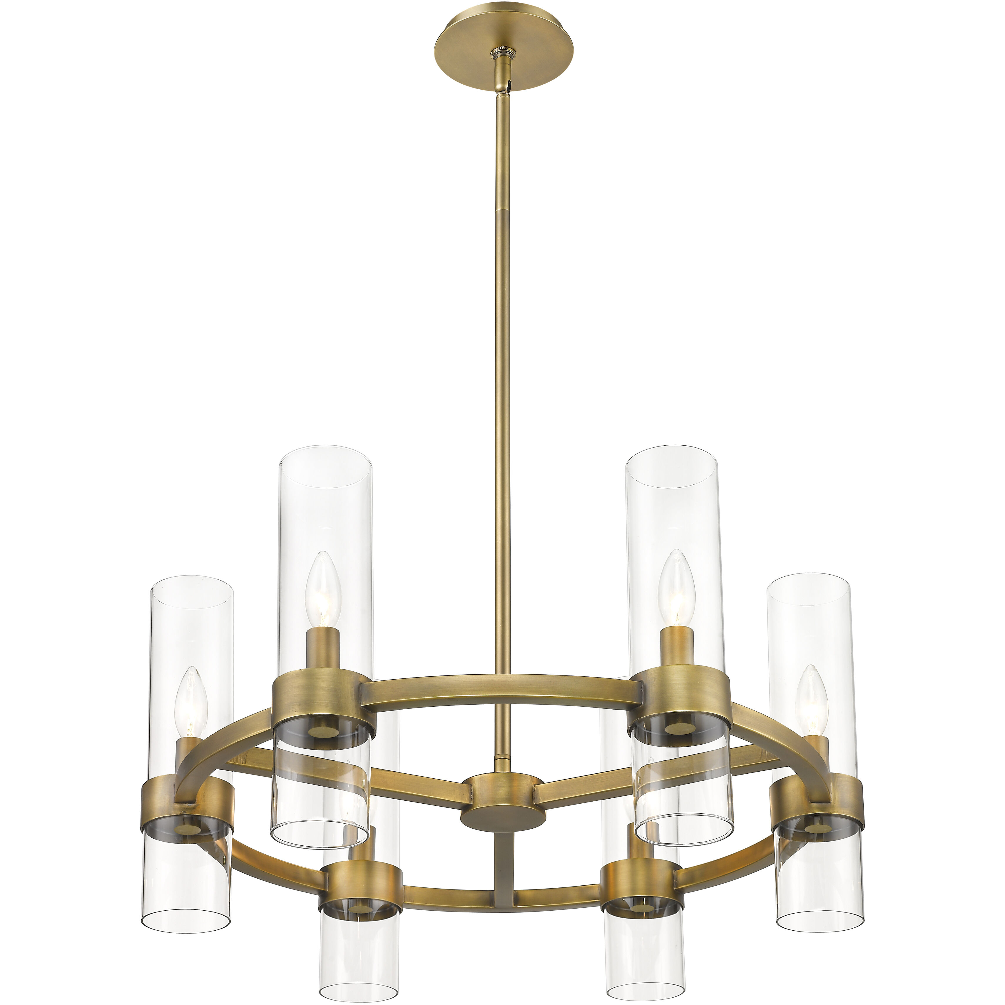 Datus 6 Light 26 inch Rubbed Brass Chandelier Ceiling Light