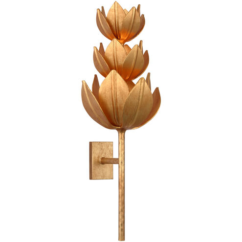 Julie Neill Alberto LED 10.5 inch Antique Gold Leaf Three Tier Sconce Wall Light, Extra Large