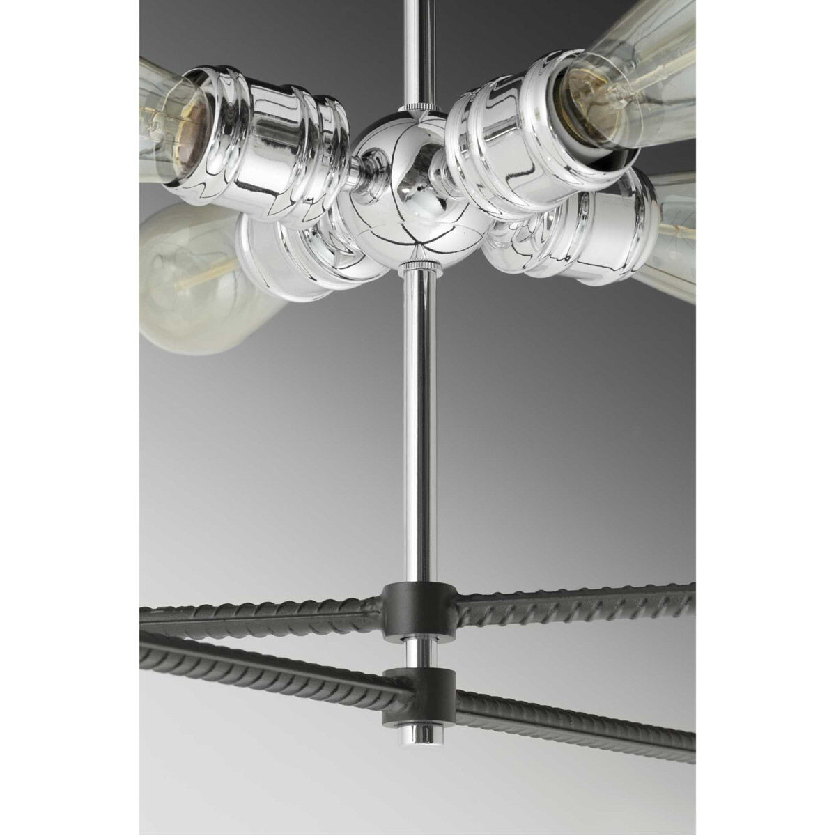 Re-Bar 4 Light 21.88 inch Polished Chrome Pendant Ceiling Light, Design Series
