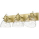 Yep Hines 3 Light 23.13 inch Brushed Champagne Brass Semi-Flush Mount Ceiling Light in Seeded Glass