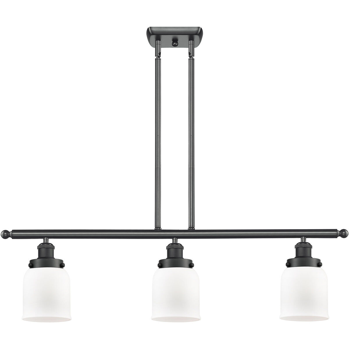 Ballston Small Bell 3 Light 36 inch Matte Black Island Light Ceiling Light in Matte White Glass, Ballston