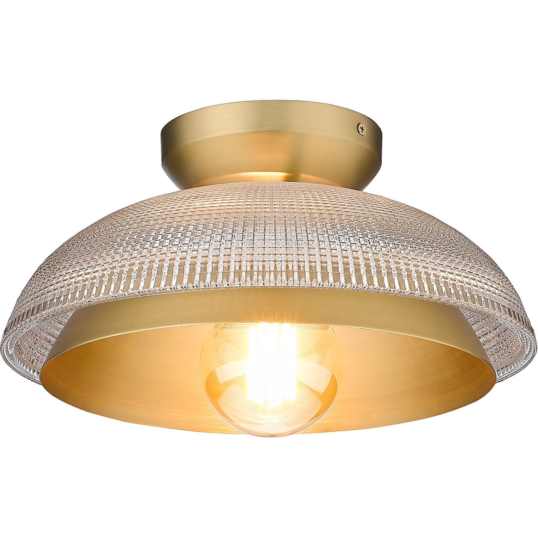 Crawford 1 Light 11.75 inch Brushed Champagne Brass Flush Mount Ceiling Light