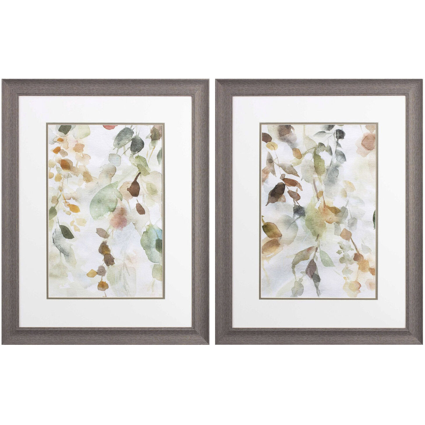 Florals Brown and Green and Orange and Neutral Framed Art, Propac