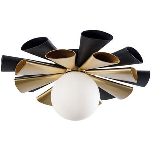 Daphne 1 Light 24 inch Matte Black and French Gold Convertible Flush Mount Ceiling Light, Smithsonian Collaboration