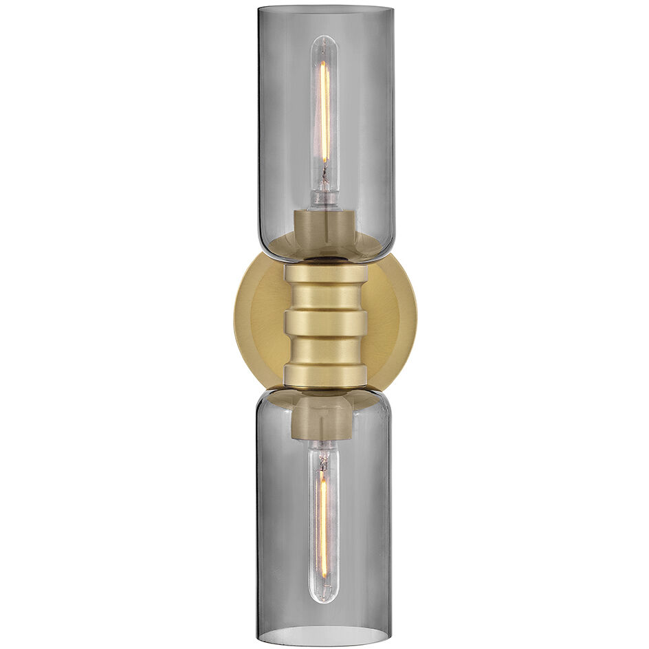 Naomi 2 Light 5.75 inch Lacquered Brass Bath Light Wall Light in Smoked Glass