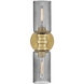 Naomi 2 Light 5.75 inch Lacquered Brass Bath Light Wall Light in Smoked Glass