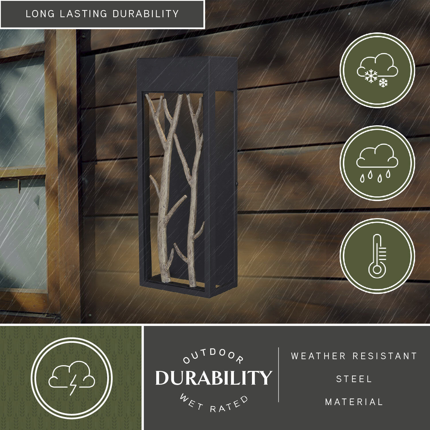 Ocala LED 15.5 inch Textured Black and Poplar Outdoor Wall