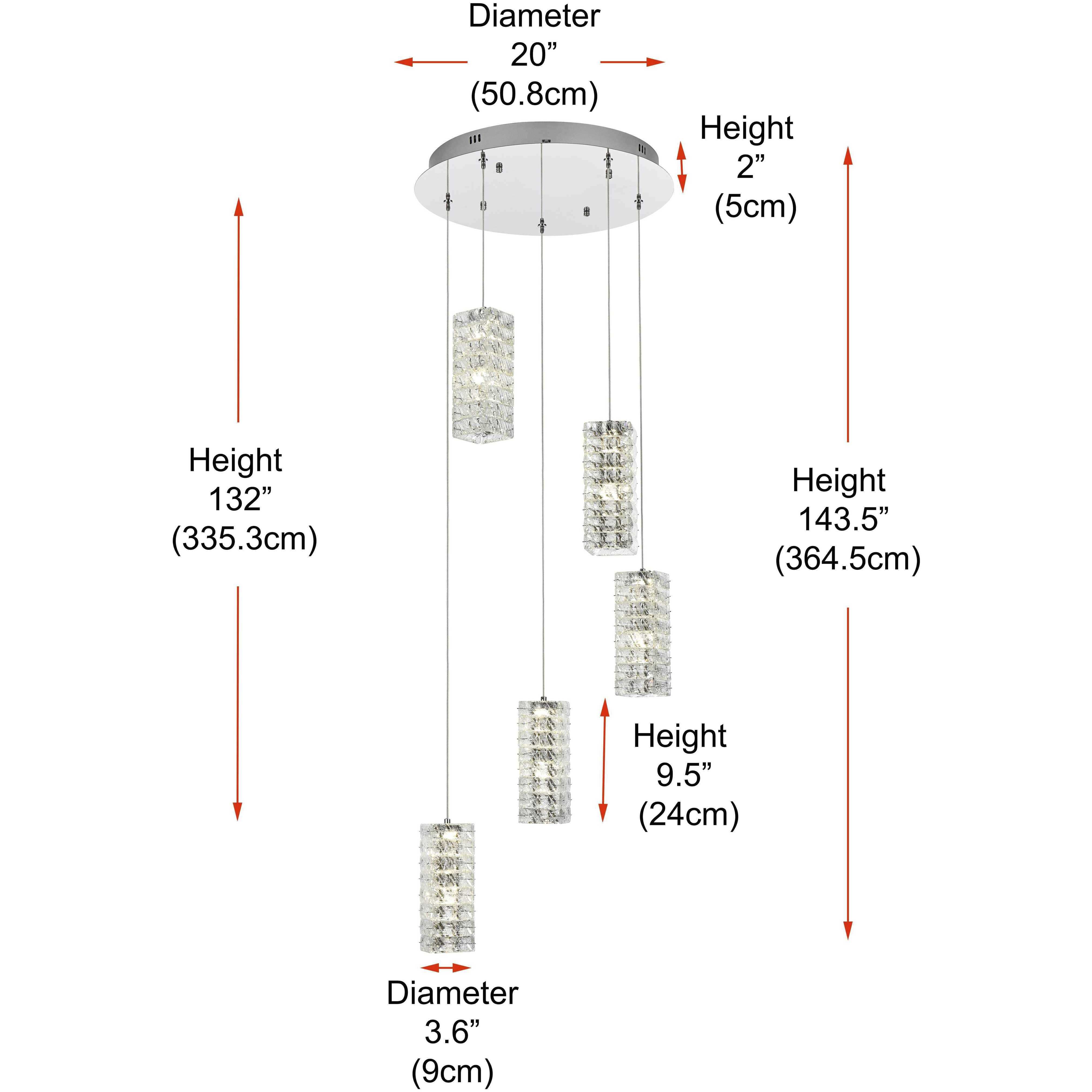 Aston 5 Light 20 inch Chrome Pendant Ceiling Light