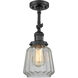 Franklin Restoration Chatham 1 Light 6 inch Matte Black Sconce Wall Light in Clear Glass, Franklin Restoration