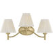Rosa 3 Light 24.5 inch Noble Brass Bathroom Vanity Light Wall Light