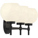 Hannah 3 Light 24 inch Matte Black Bathroom Vanity Light Wall Light, Lighting One