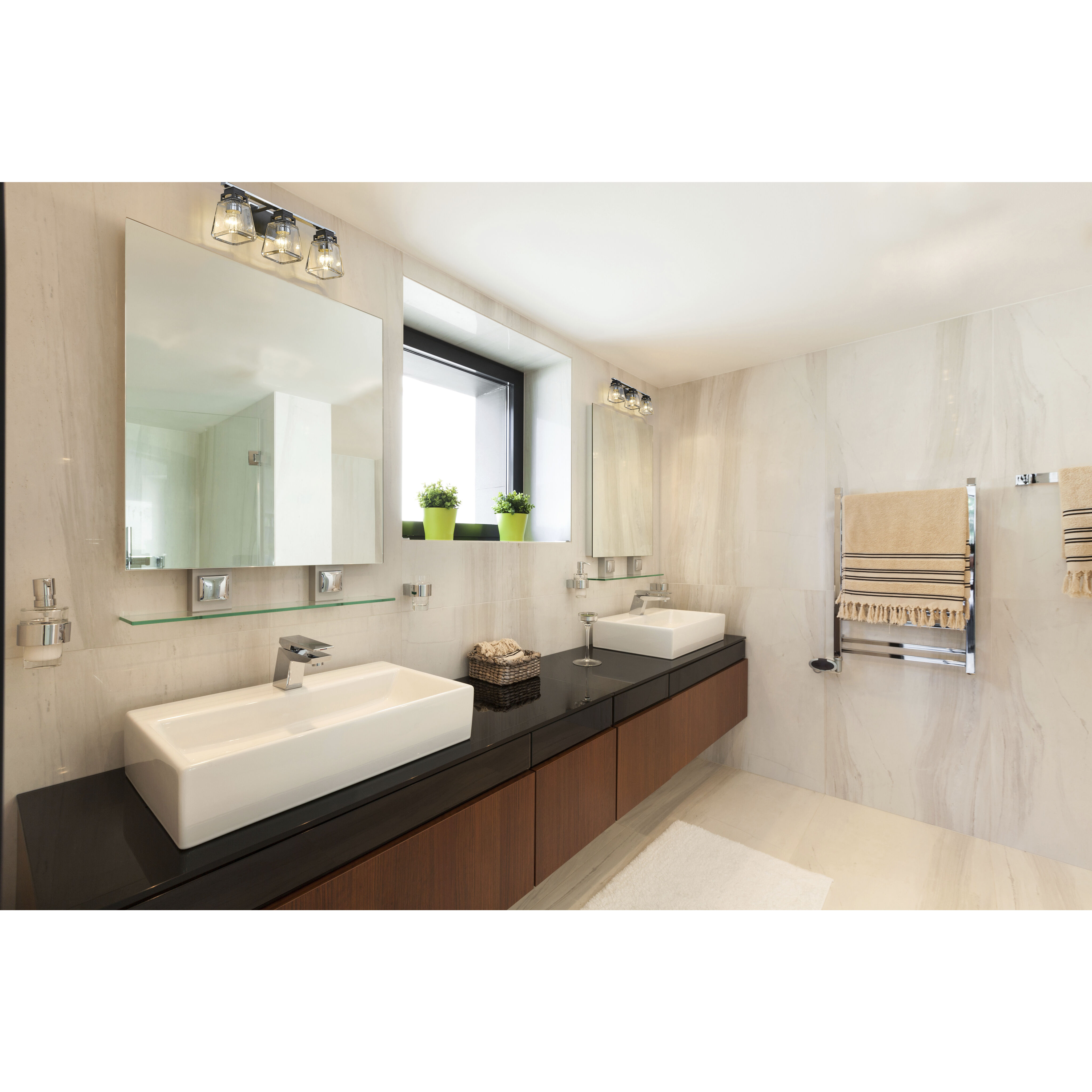 Jackson 3 Light 23.5 inch Chrome and Matte Black Vanity Wall Light