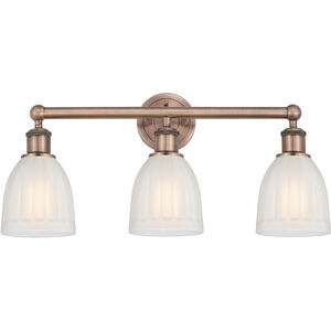 Brookfield 3 Light 23.75 inch Antique Copper and White Bath Vanity Light Wall Light