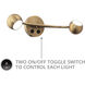 Duplex Reading Light Wall Light in Aged Brass, dweLED