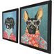 Whimsy Dog Multi and Blue and Green and Black Framed Art, Propac