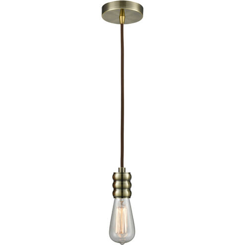 Gatsby Bare Bulb 1 Light 2 inch Antique Brass Mini Pendant Ceiling Light in Brown, Gatsby