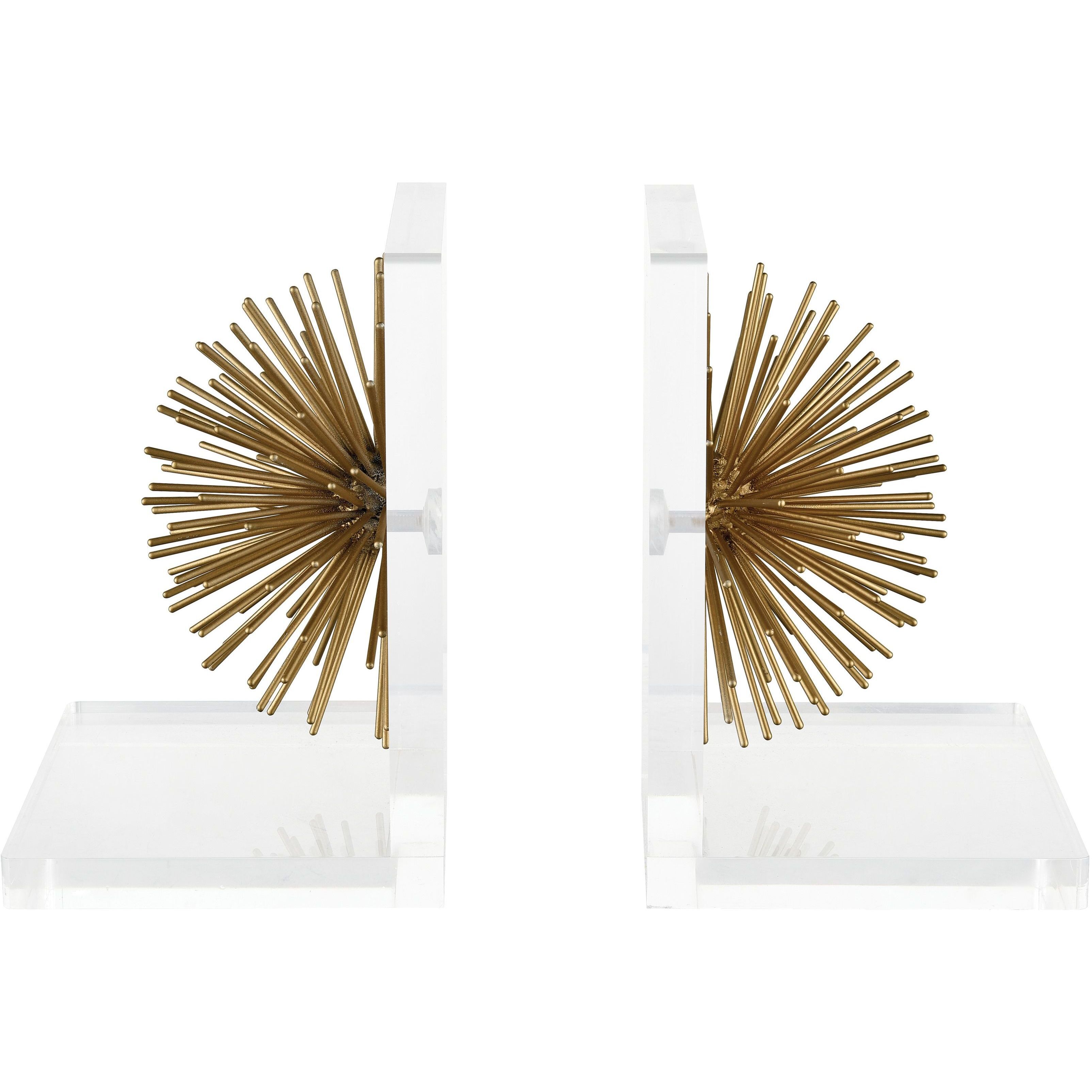 Glint 6 X 4.5 inch Gold with Clear Bookends, Set of 2