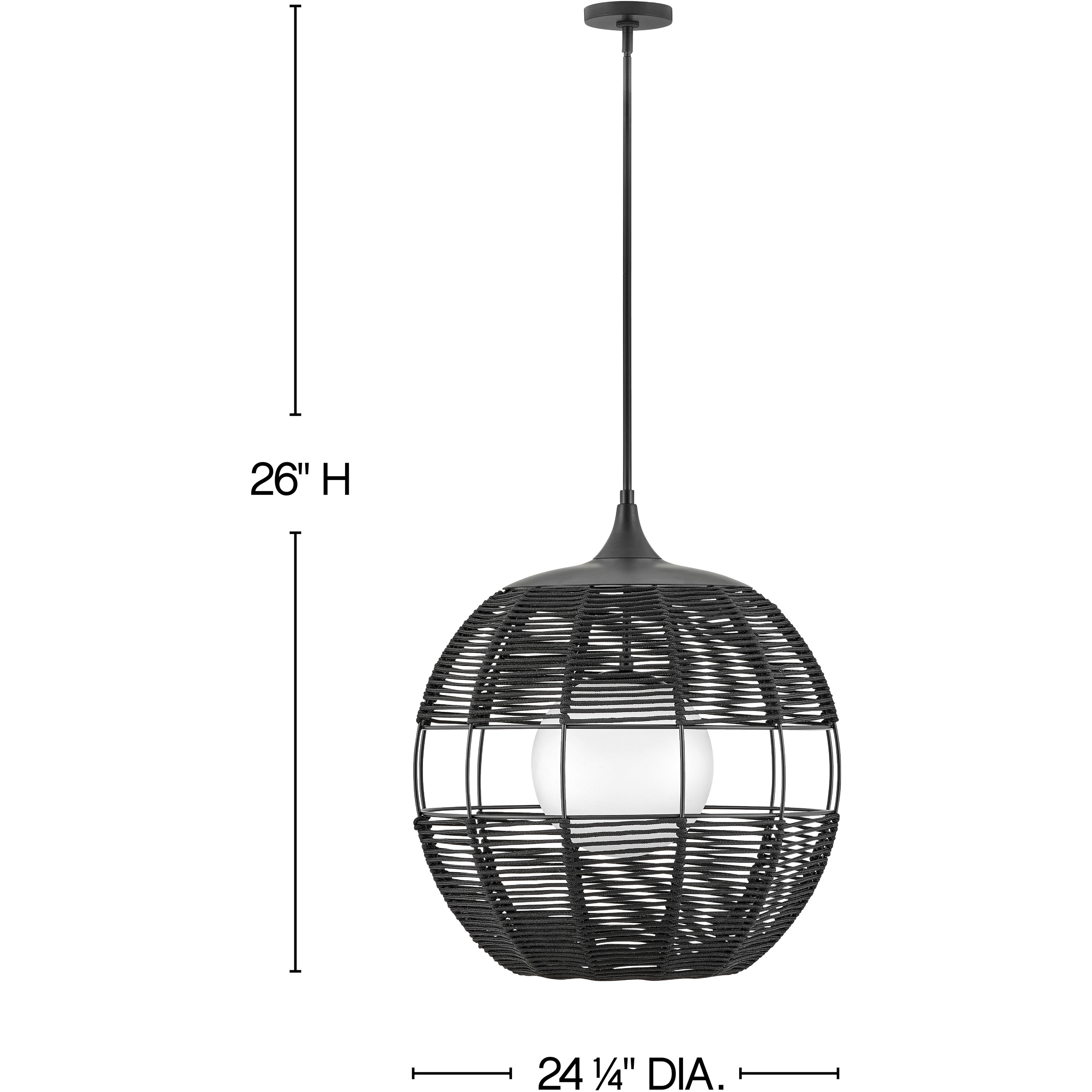 Open Air Maddox 1 Light 24.25 inch Black Outdoor Pendant