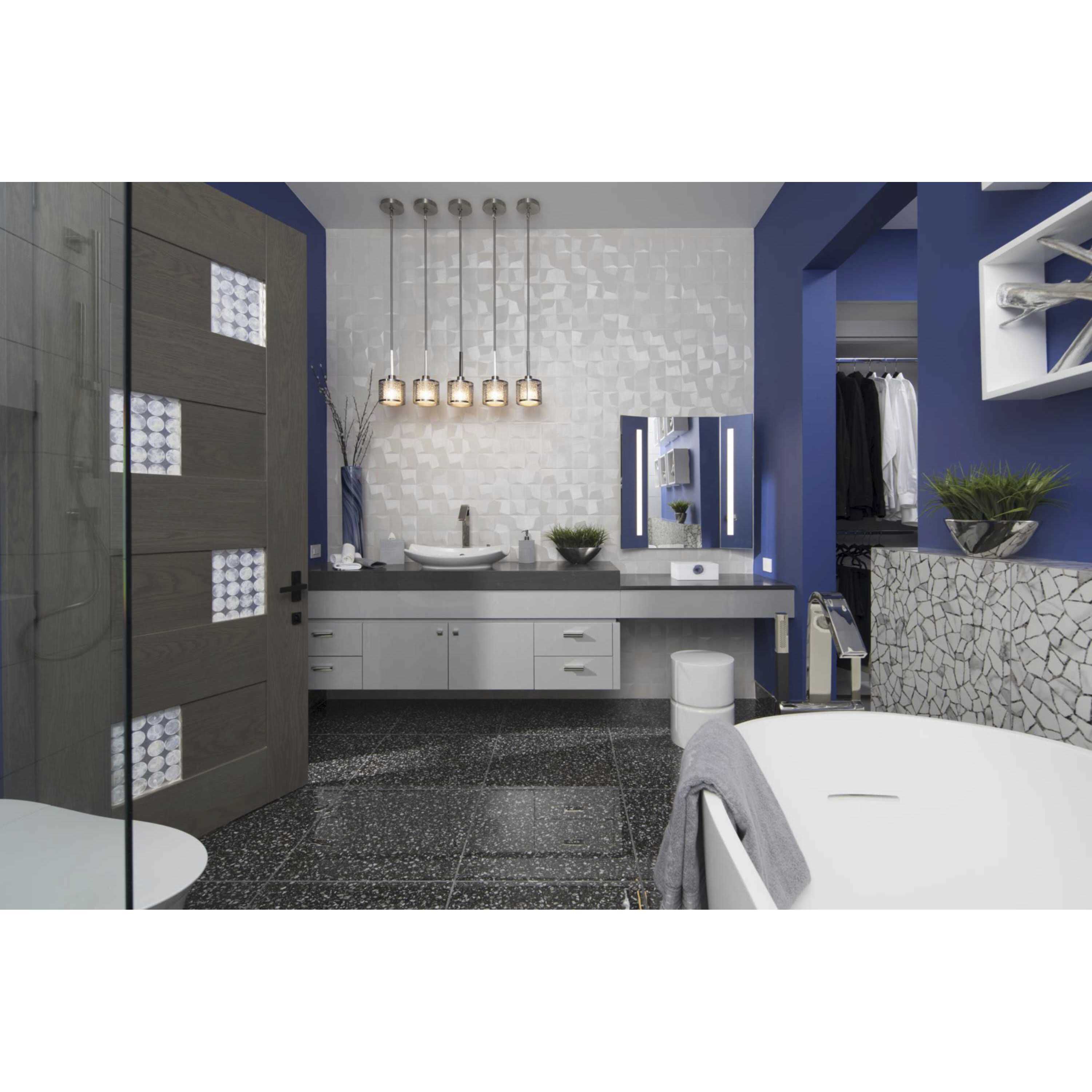 Mingle 1 Light 6 inch Brushed Nickel Mini-Pendant Ceiling Light in Etched Spotted White Glass