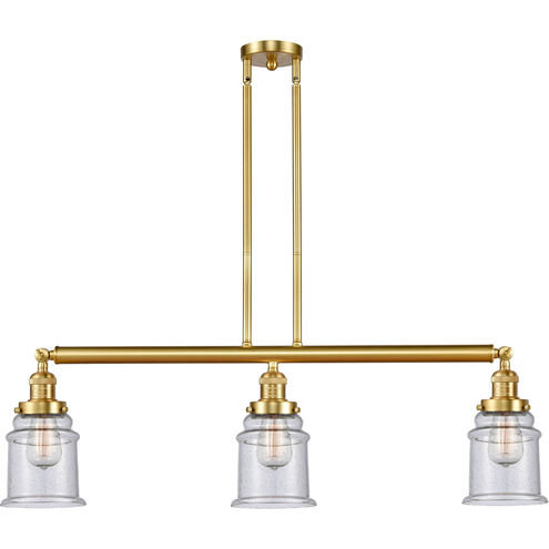 Franklin Restoration Canton LED 39 inch Satin Gold Island Light Ceiling Light in Seedy Glass, Franklin Restoration