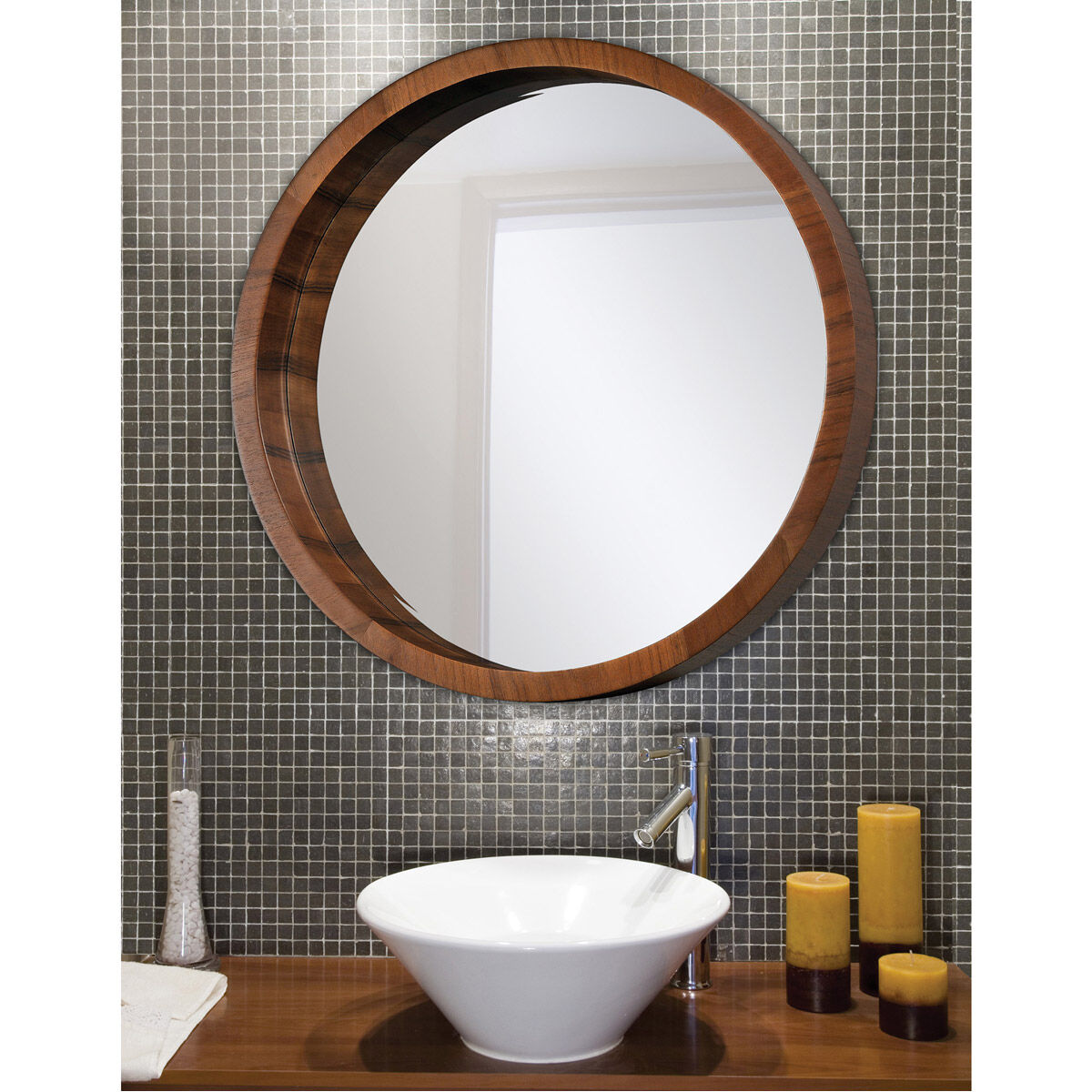 Brybjar 33 X 33 inch Walnut Veneer Wall Mirror