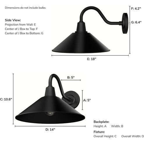 Skyflow 1 Light 10.6 inch Matte Black Outdoor Wall Light, Medium