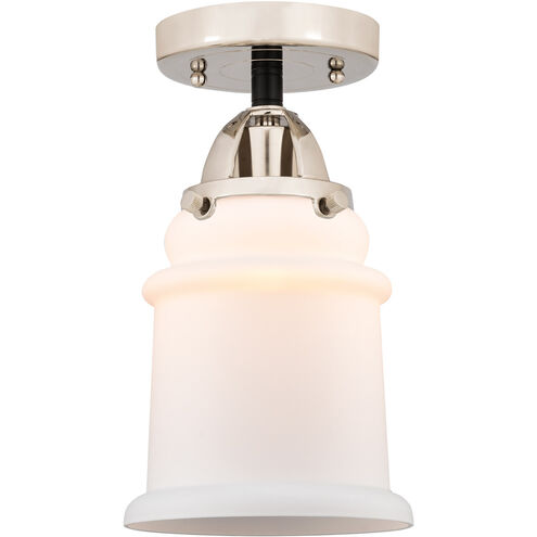 Nouveau 2 Canton 1 Light 6 inch Black Polished Nickel Semi-Flush Mount Ceiling Light in Matte White Glass