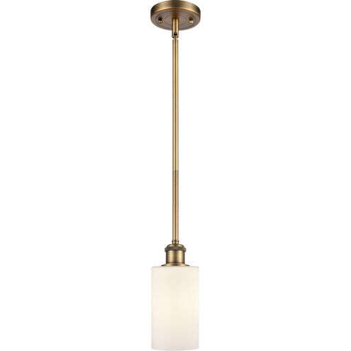 Ballston Clymer 1 Light 4 inch Brushed Brass Pendant Ceiling Light in Matte White Glass, Ballston