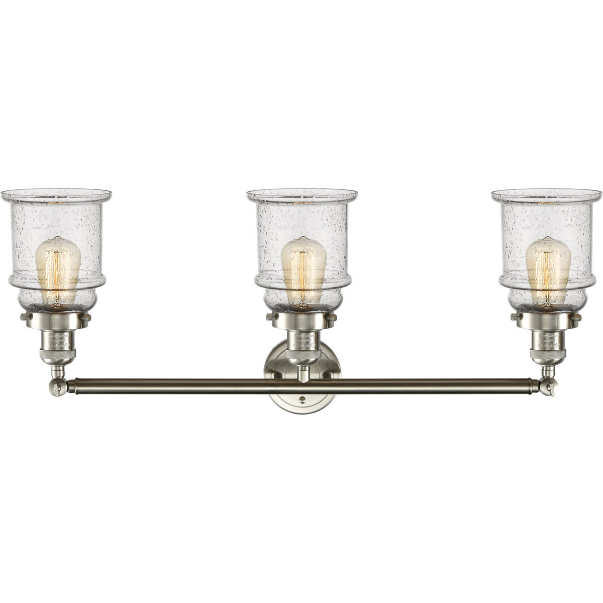 Franklin Restoration Canton 3 Light 30 inch Brushed Satin Nickel Bath Vanity Light Wall Light in Seedy Glass, Franklin Restoration