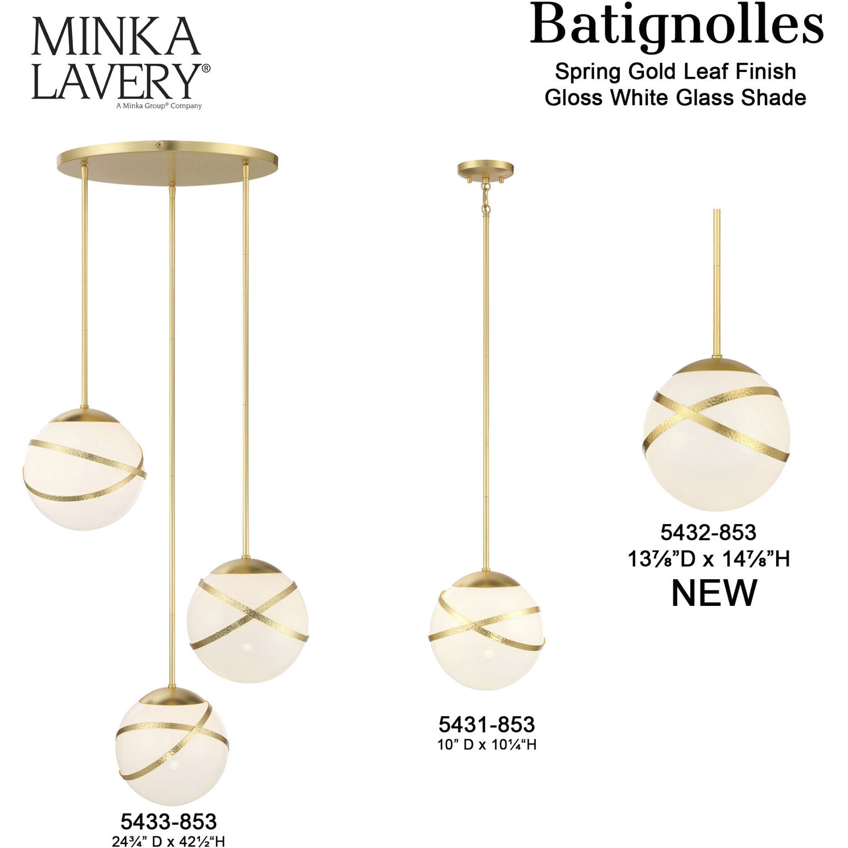 Batignolles 3 Light 24.75 inch Spring Gold Leaf Pan Pendant Ceiling Light