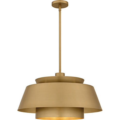 Lumi 3 Light 24 inch Brushed Weathered Brass Pendant Ceiling Light, Large