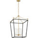 kate spade new york Carlyle 4 Light 21 inch Midnight Black / Burnished Brass Lantern Pendant Ceiling Light
