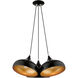 Amador 3 Light 25 inch Shiny Black with Polished Chrome Accents Cluster Pendant Ceiling Light