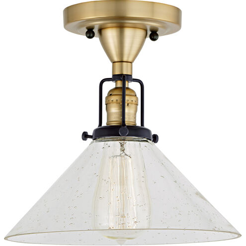 Nob Hill 1 Light 1 inch Satin Brass and Black Flush Ceiling Mount Ceiling Light